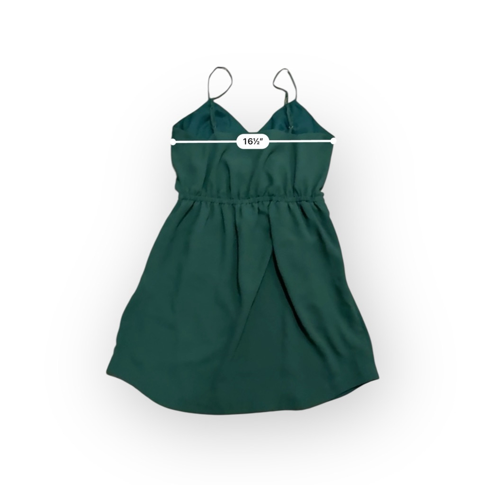 Madewell Women’s Spaghetti Strap Wrap Style Lined Dress Size 12 Dark Green - Picture 6 of 7